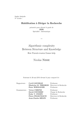 Algorithmic Complexity Between Structure and Knowledge Nicolas Nisse