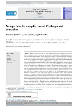 Nanoparticles for Mosquito Control: Challenges and Constraints