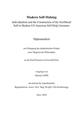 Modern Self-Making Individualism and the Construction of the Neoliberal Self in Modern US American Self-Help Literature