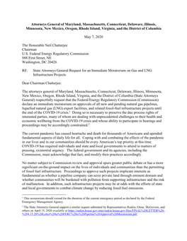 LETTER%20- %204.15.20%20Letter%20To%20FERC%20Re%20Pipeline%20Approval%20Moratorium.Pdf