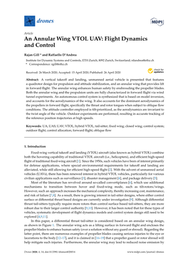 An Annular Wing VTOL UAV: Flight Dynamics and Control