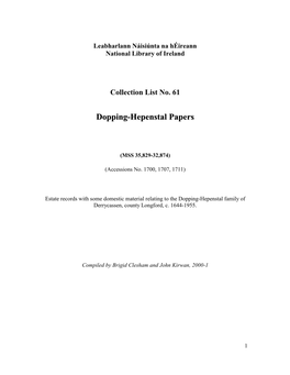Dopping-Hepenstal Papers