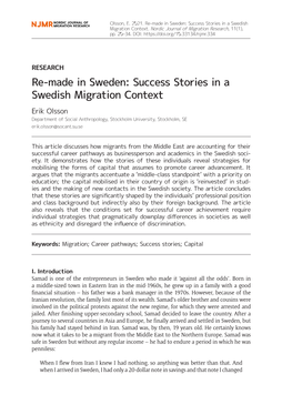 Re-Made in Sweden: Success Stories in a Swedish Migration Context