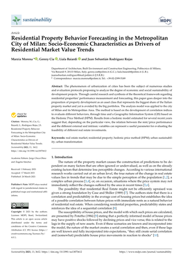 Residential Property Behavior Forecasting in the Metropolitan City of Milan: Socio-Economic Characteristics As Drivers of Residential Market Value Trends