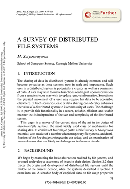 A Survey of Distributed File Systems