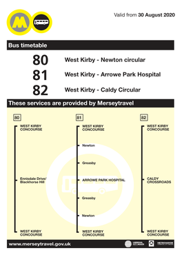 81 West Kirby - Arrowe Park Hospital 82 West Kirby - Caldy Circular These Services Are Provided by Merseytravel