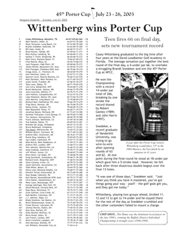 Wittenberg Wins Porter Cup