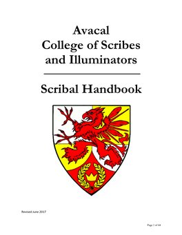 Avacal College of Scribes and Illuminators Scribal Handbook