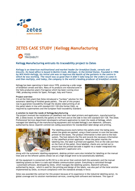 ZETES CASE STUDY |Kellogg Manufacturing