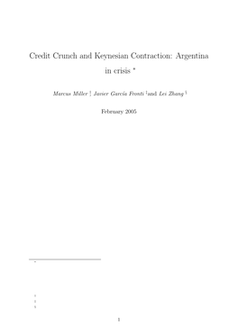 Credit Crunch and Keynesian Contraction: Argentina in Crisis ∗