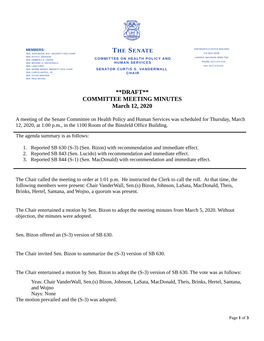 **DRAFT** COMMITTEE MEETING MINUTES March 12, 2020