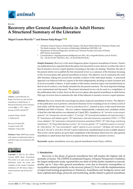 Recovery After General Anaesthesia in Adult Horses: a Structured Summary of the Literature