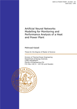 Artificial Neural Networks Modelling for Monitoring and Performance Analysis of a Heat and Power Plant