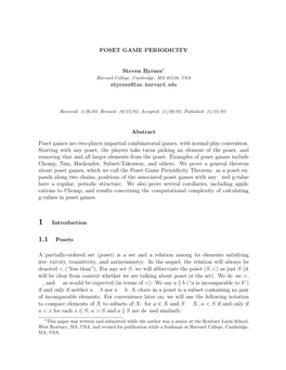 POSET GAME PERIODICITY Steven Byrnes1 Sbyrnes@Fas.Harvard.Edu