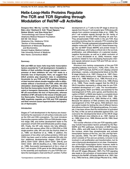 Helix-Loop-Helix Proteins Regulate Pre-TCR and TCR Signaling Through Modulation of Rel/NF- B Activities