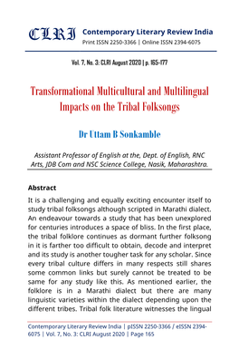 Transformational Multicultural and Multilingual Impacts on the Tribal Folksongs