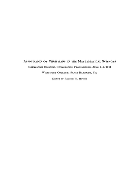 ACMS 18Th Biennial Conference Proceedings, Westmont College, 2011 Page 1 Friday, June 3 7:45 – 8:45 A.M