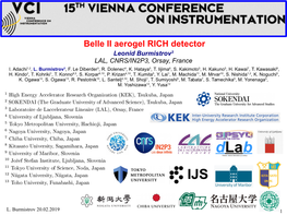 Belle II Aerogel RICH Detector Leonid Burmistrov3 LAL, CNRS/IN2P3, Orsay, France I