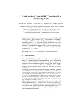 An Optimized Parallel IDCT on Graphics Processing Units