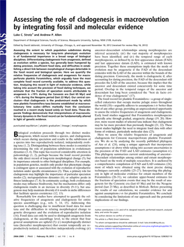 Assessing the Role of Cladogenesis in Macroevolution by Integrating Fossil and Molecular Evidence