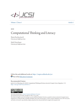 Computational Thinking and Literacy