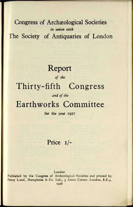 Report Thirty-Fifth Congress Earthworks Committee
