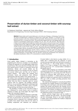 Preservation of Durian Timber and Coconut Timber with Soursop Leaf Extract