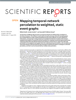 Mapping Temporal-Network Percolation to Weighted, Static Event