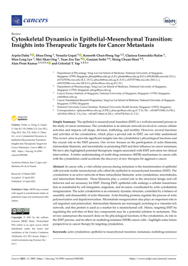 Cytoskeletal Dynamics in Epithelial-Mesenchymal Transition: Insights Into Therapeutic Targets for Cancer Metastasis