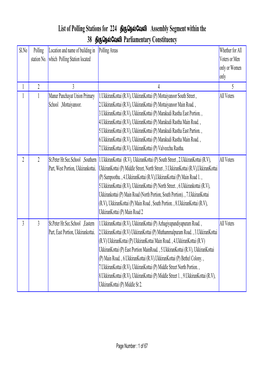 List of Polling Stations for 224 Assembly Segment Within the 38