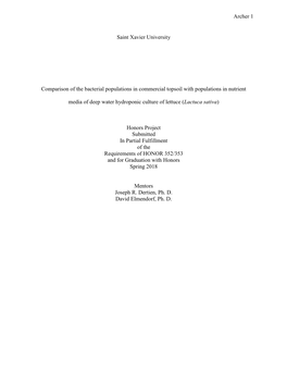 Archer 1 Saint Xavier University Comparison of the Bacterial Populations in Commercial Topsoil with Populations in Nutrient Medi