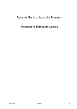 Permanent Exhibition Labels