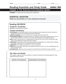 Reading Essentials and Study Guide Chapter 3: the American Free Enterprise System Lesson 1 American Free Enterprise Capitalism