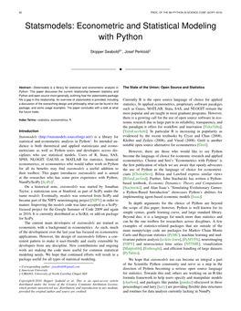 Statsmodels: Econometric and Statistical Modeling with Python