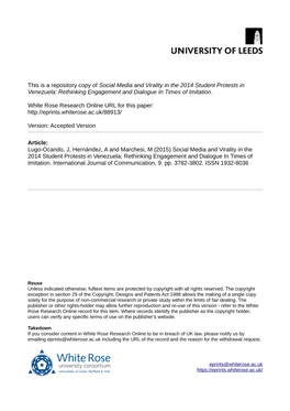 Social Media and Virality in the 2014 Student Protests in Venezuela: Rethinking Engagement and Dialogue in Times of Imitation