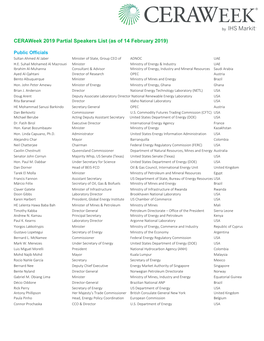 Ceraweek 2019 Partial Speakers List (As of 14 February 2019)