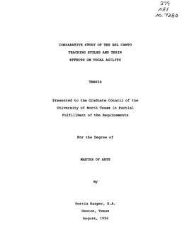 27? Comparative Study of the Bel Canto Teaching Styles