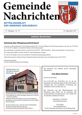 Mitteilungsblatt Der Gemeinde Oerlenbach