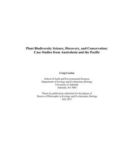 Plant Biodiversity Science, Discovery, and Conservation: Case Studies from Australasia and the Pacific