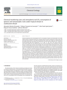 Chemical Weathering Rates and Atmospheric/Soil CO2 Consumption of Igneous and Metamorphic Rocks Under Tropical Climate in Southeastern Brazil