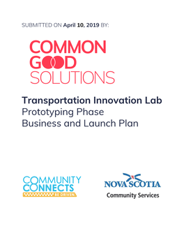 Transportation Innovation Lab Prototyping Phase Business and Launch Plan