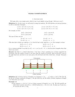 MAS334 COMBINATORICS 1. Counting Sets We Begin with a Very