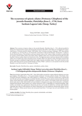 Protozoa: Ciliophora) of the Juvenile Flounder, Platichthys Flesus L., 1758, from Sarıkum Lagoon Lake (Sinop, Turkey