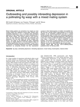 Outbreeding and Possibly Inbreeding Depression in a Pollinating Fig Wasp