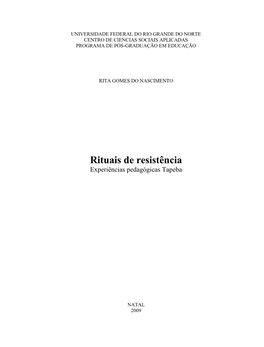 Rituais De Resistência Experiências Pedagógicas Tapeba