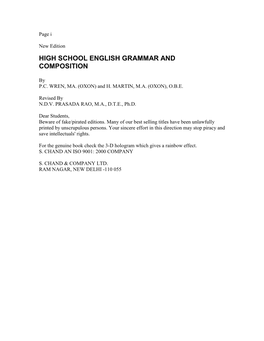 High School English Grammar and Composition