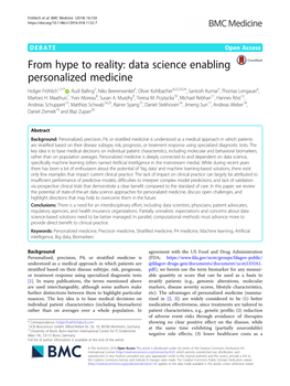 From Hype to Reality: Data Science Enabling Personalized Medicine