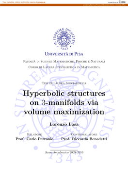 Hyperbolic Structures on 3-Manifolds Via Volume Maximization