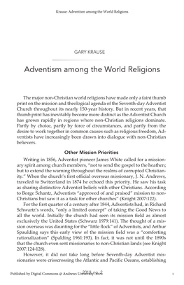 Adventism Among the World Religions