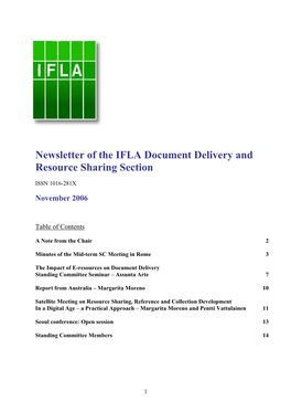 Newsletter of the IFLA Document Delivery and Resource Sharing Section